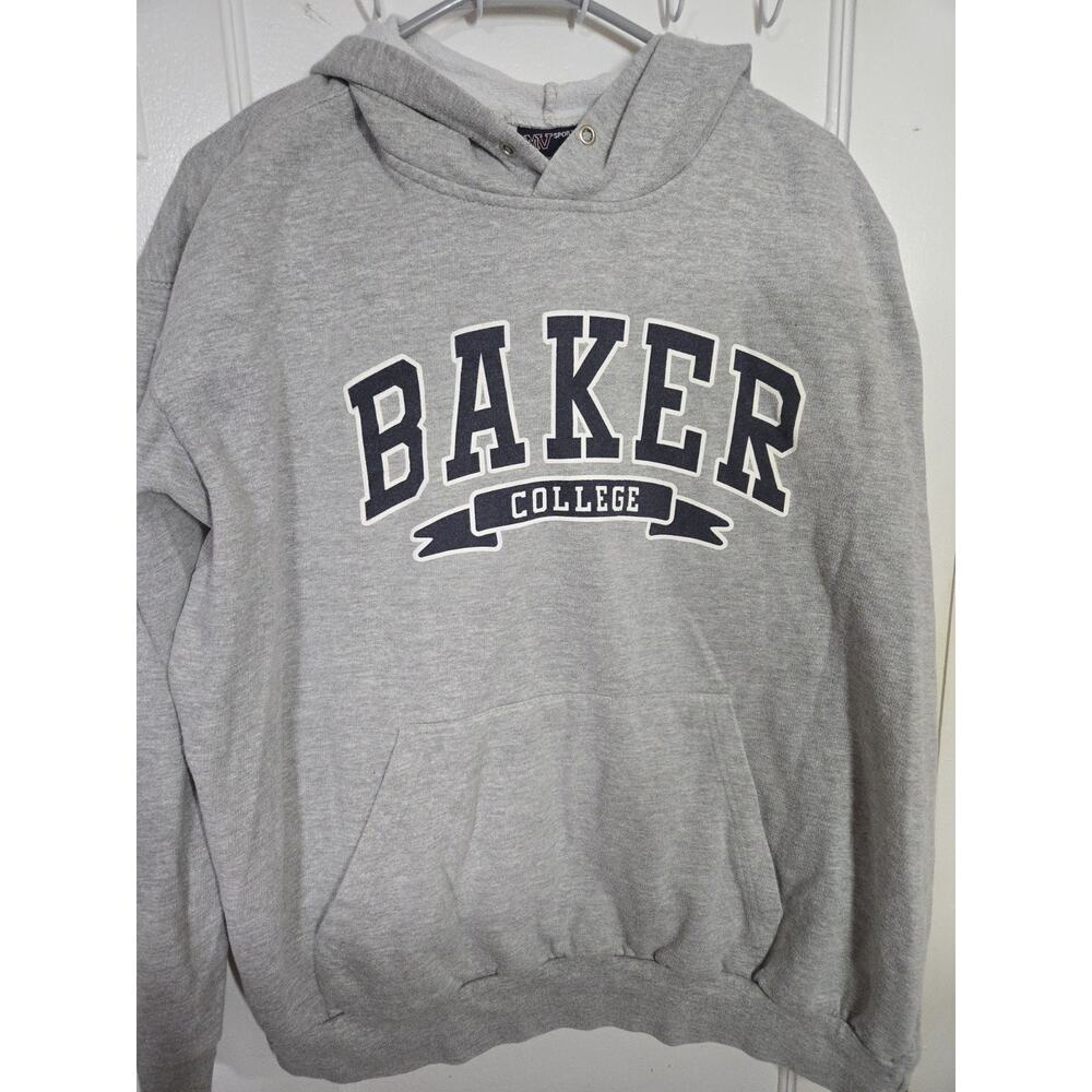 Baker College Hoodie Mens XXL Gray MV Sport Pullover Sweatshirt